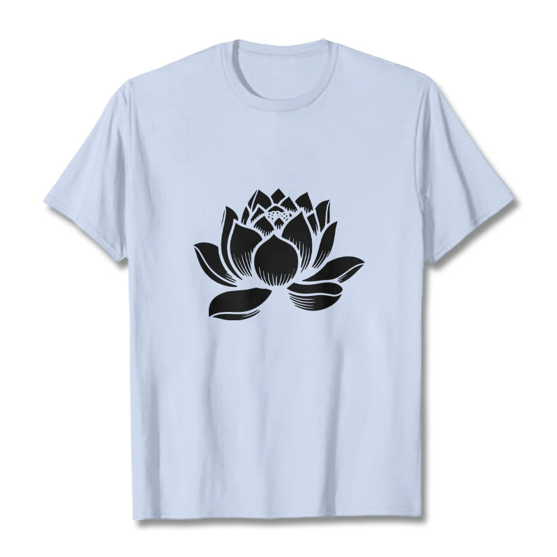 Maglietta con motivo a fiore di loto Buddha Stones - Ciano chiaro - 2XL - image 19