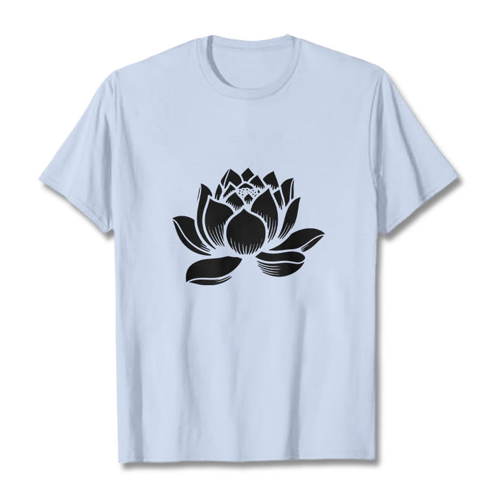 Maglietta con motivo a fiore di loto Buddha Stones - Ciano chiaro - 2XL - image 19