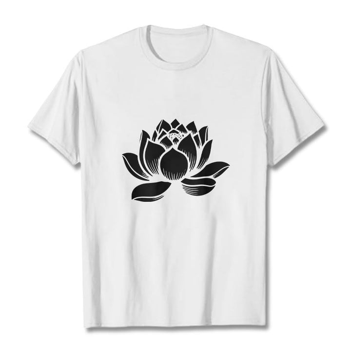 Maglietta con motivo a fiore di loto Buddha Stones - Bianco - 2XL - image 8
