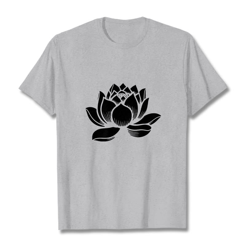 Maglietta con motivo a fiore di loto Buddha Stones - Grigio chiaro - 2XL - image 20