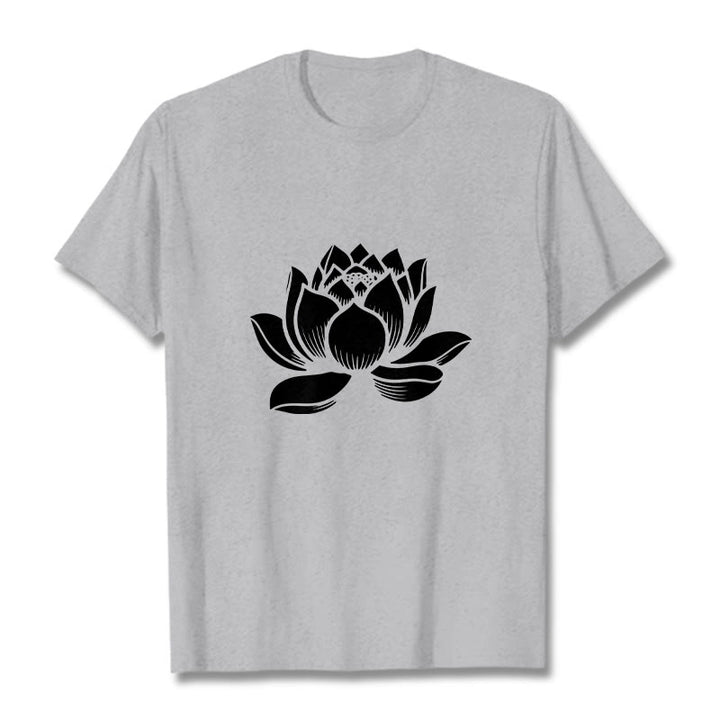 Maglietta con motivo a fiore di loto Buddha Stones - Grigio chiaro - 2XL - image 20