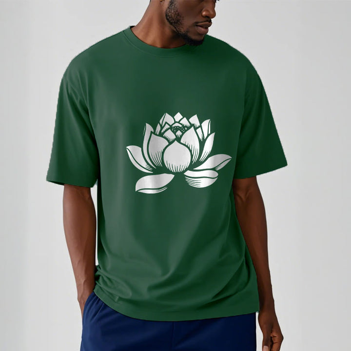 Maglietta con motivo a fiore di loto Buddha Stones - image 1