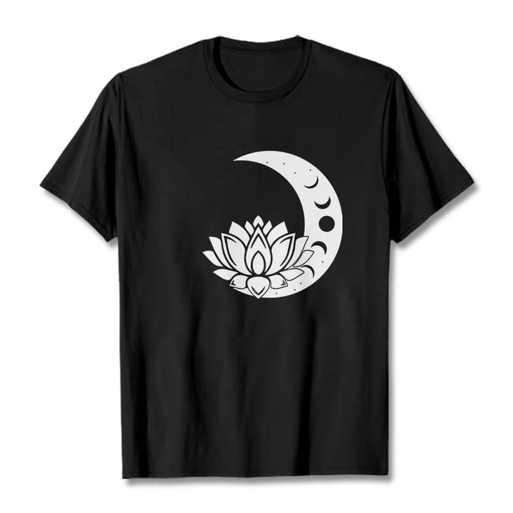 Maglietta Buddha Stones, mezzaluna, fiore di loto, sole - Nero - 2XL - image 4