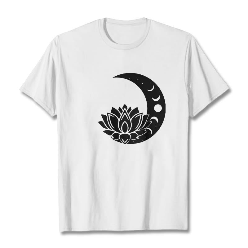 Maglietta Buddha Stones, mezzaluna, fiore di loto, sole - Bianco - 2XL - image 1