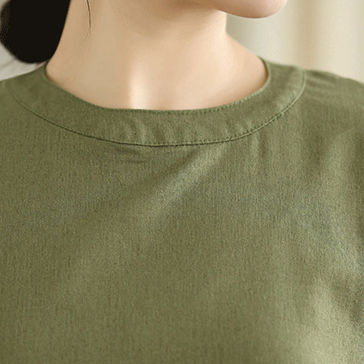 Abito midi in cotone e lino senza maniche, casual, tinta unita, con bottoni sul retro, con tasche, Buddha Stones - image 6