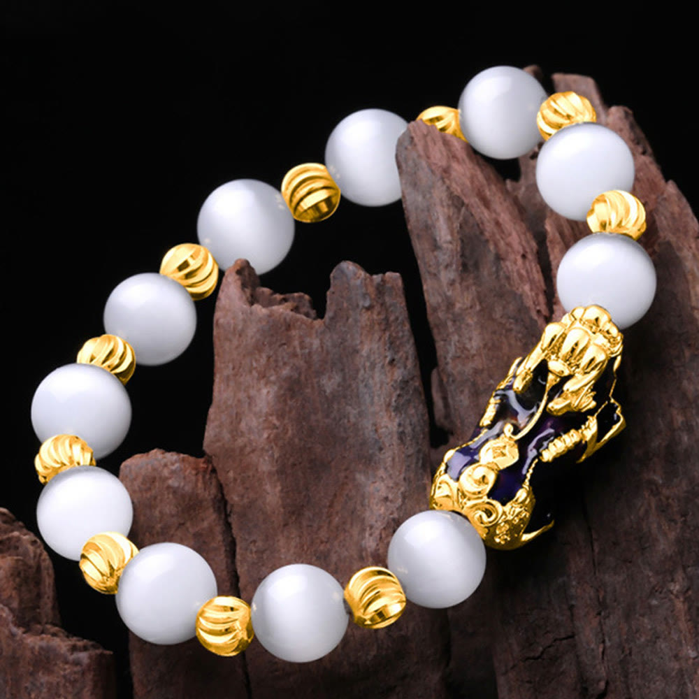 Braccialetto di supporto PiXiu con cambio colore degli occhi di gatto Buddha Stones