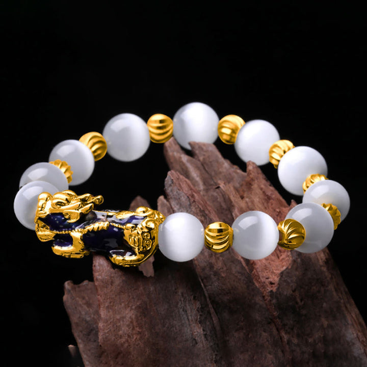 Braccialetto di supporto PiXiu con cambio colore degli occhi di gatto Buddha Stones