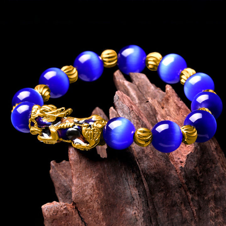 Braccialetto di supporto PiXiu con cambio colore degli occhi di gatto Buddha Stones