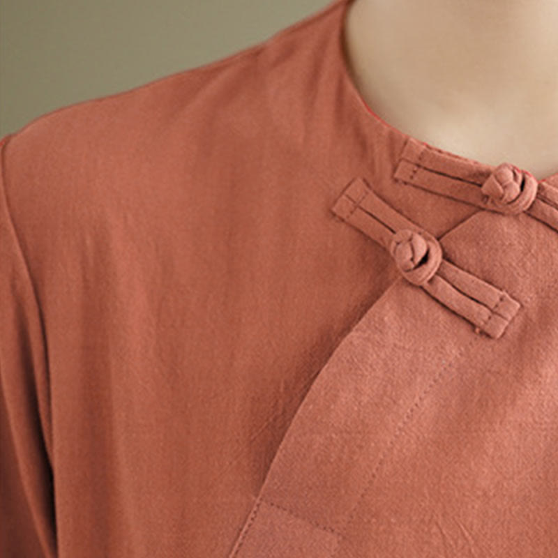 Abito midi cheongsam qipao con bottoni a rana, stile vintage estivo, in stile cinese , Buddha Stones - image 6