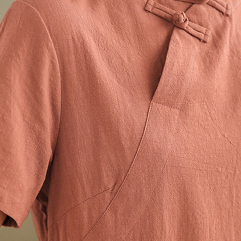 Abito midi cheongsam qipao con bottoni a rana, stile vintage estivo, in stile cinese , Buddha Stones - image 8