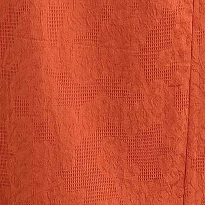 Abito midi in lino e cotone con maniche corte, tasche e revers in jacquard tinta unita Buddha Stones - image 19