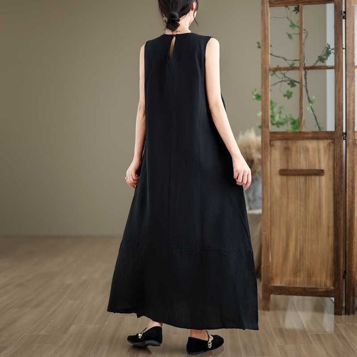 Abito midi senza maniche, tinta unita e irregolare, con tasche, modello Buddha Stones Spring. - image 14