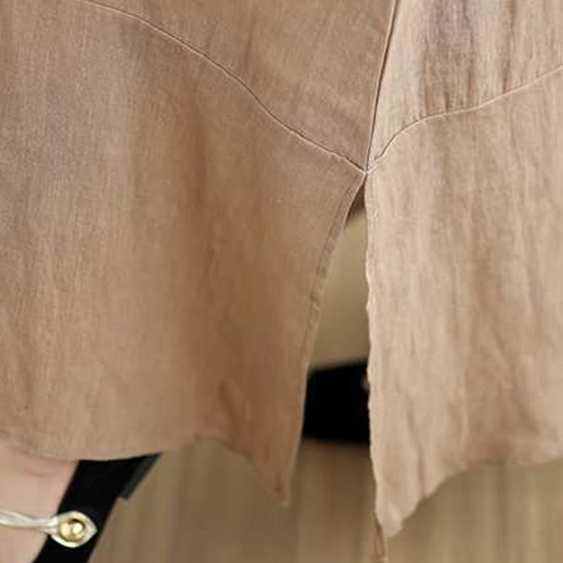 Abito midi in lino e cotone senza maniche con tasche, motivo Buddha Stones Spring Plain Irregular - image 9