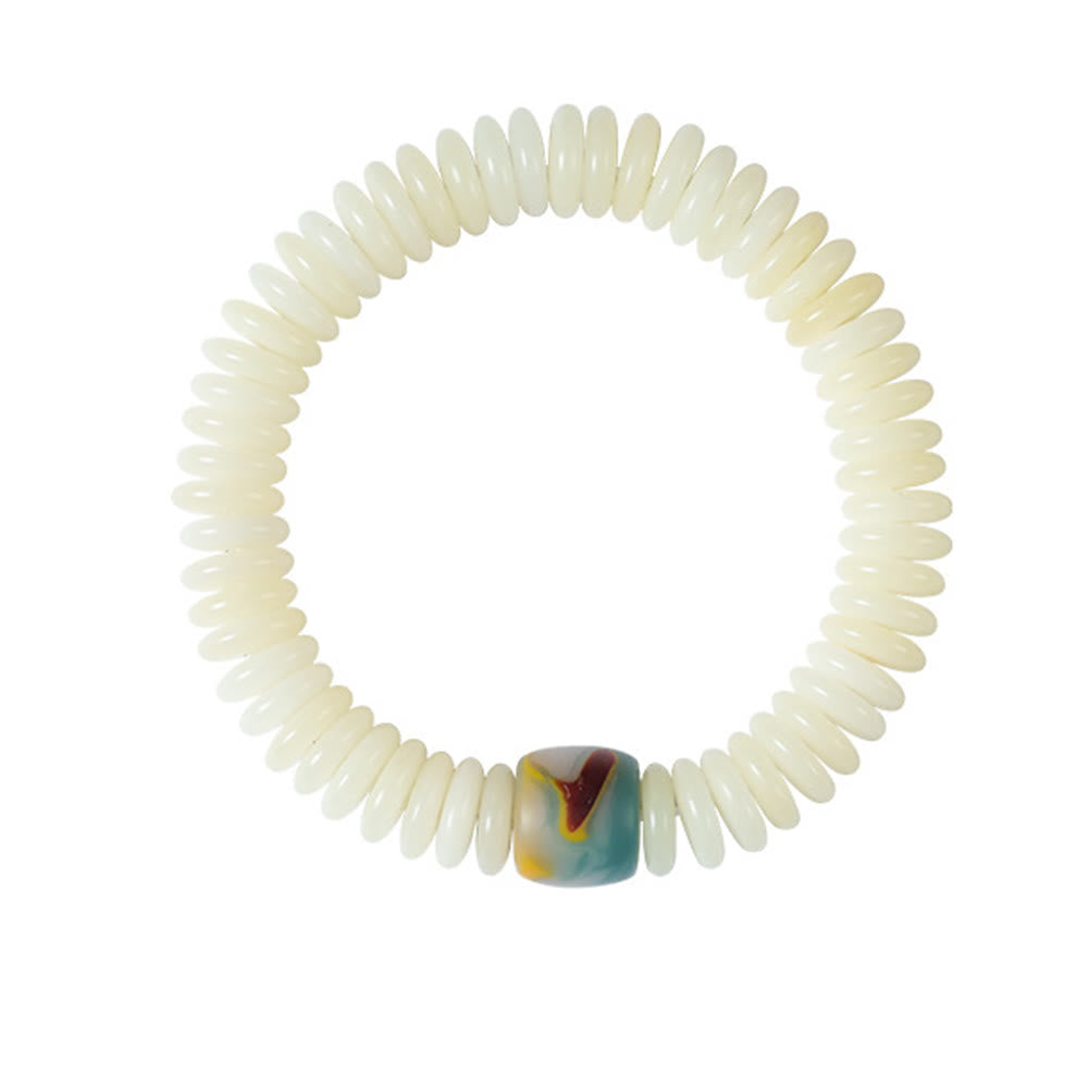 Bracciale Mala da polso con nappa della saggezza in pietra naturale bianca Bodhi di Buddha Stones