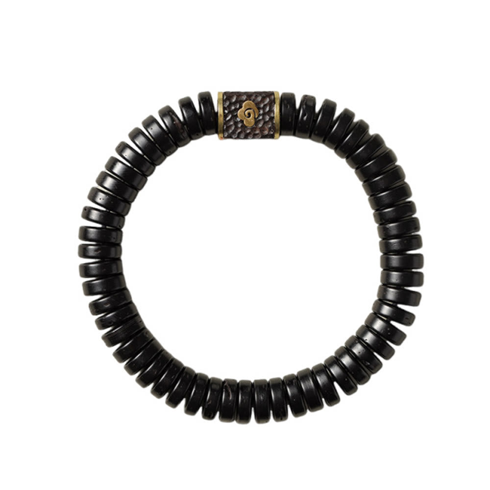 Braccialetto positivo Buddha Stones, guscio di cocco tibetano e nuvole di buon auspicio