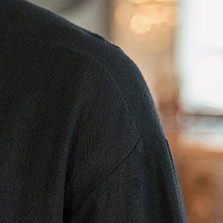 Giacca da uomo in lino e cotone con maniche a tre quarti, motivo Buddha Stones , con bottoni cinesi a forma di rana - image 17