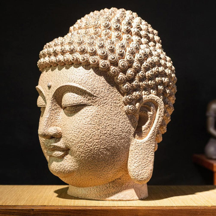 Statua in resina con testa di Buddha in meditazione, occhi chiusi, decorazione zen per la casa, 42*30*30 cm