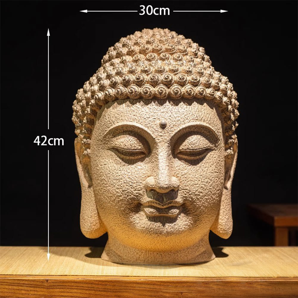 Statua in resina con testa di Buddha in meditazione, occhi chiusi, decorazione zen per la casa, 42*30*30 cm - image 4
