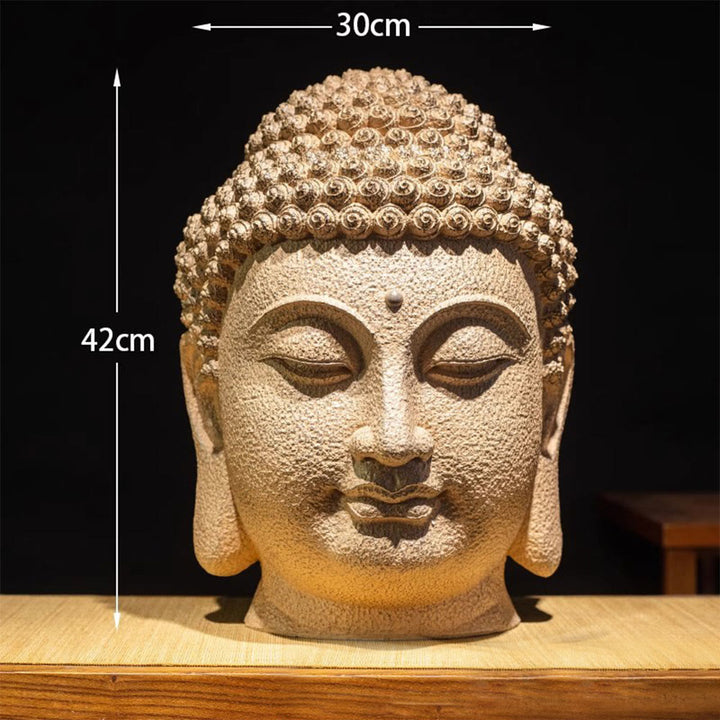 Statua in resina con testa di Buddha in meditazione, occhi chiusi, decorazione zen per la casa, 42*30*30 cm