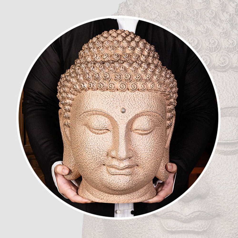 Statua in resina con testa di Buddha in meditazione, occhi chiusi, decorazione zen per la casa, 42*30*30 cm