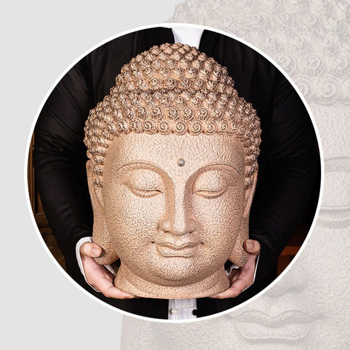 Statua in resina con testa di Buddha in meditazione, occhi chiusi, decorazione zen per la casa, 42*30*30 cm