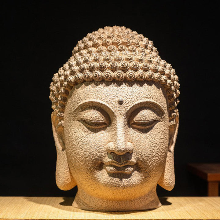 Statua in resina con testa di Buddha in meditazione, occhi chiusi, decorazione zen per la casa, 42*30*30 cm - image 1