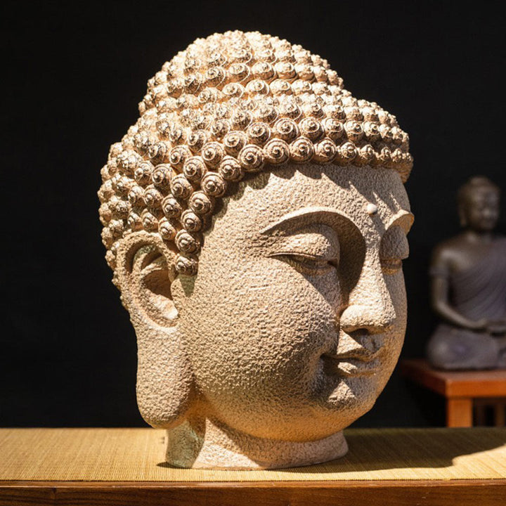 Statua in resina con testa di Buddha in meditazione, occhi chiusi, decorazione zen per la casa, 42*30*30 cm