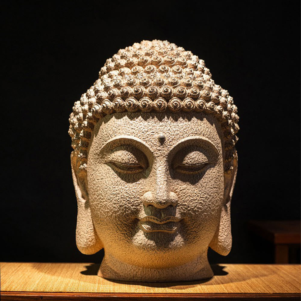 Statua in resina con testa di Buddha in meditazione, occhi chiusi, decorazione zen per la casa, 42*30*30 cm