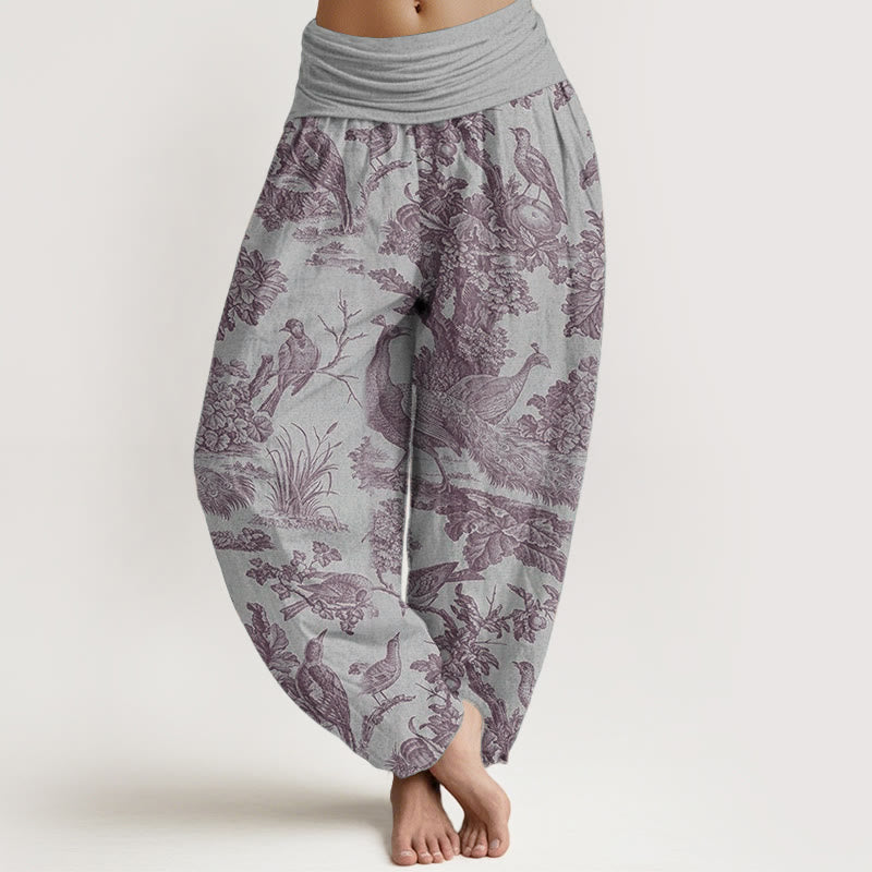 Pantaloni harem da donna in cotone con elastico in vita, motivo Buddha Stones, alberi e rami - Gainsboro - US22, UK/AU26, EU54 (6XL) - image 8