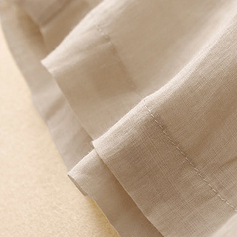 Pantaloni larghi da donna in cotone e lino con tasche, con elastico in vita e ricamo geometrico Buddha Stones - image 18