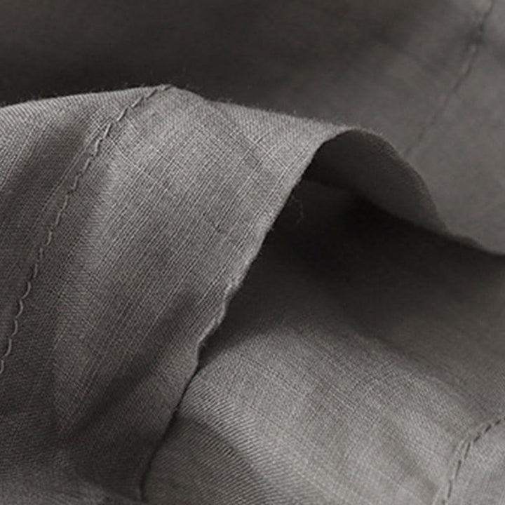 Pantaloni larghi da donna in cotone e lino con tasche, con elastico in vita e ricamo geometrico Buddha Stones - image 9