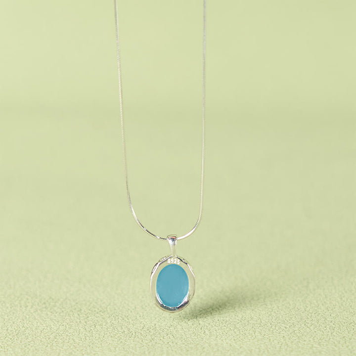 Collana con ciondolo a catena per clavicola curativa in argento sterling 925 Buddha Stones e acquamarina
