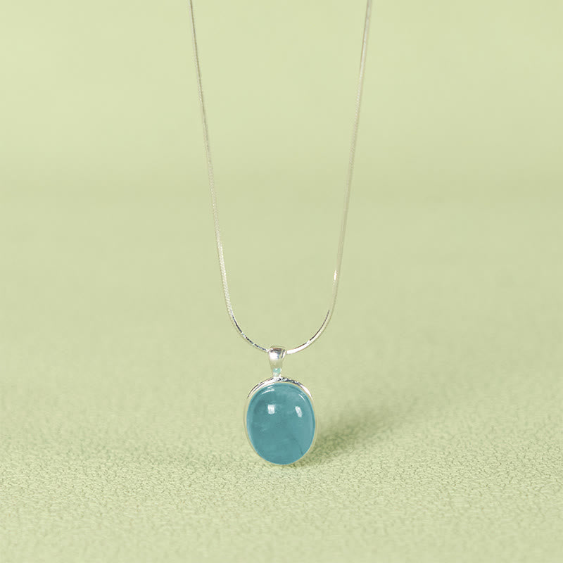 Collana con ciondolo a catena per clavicola curativa in argento sterling 925 Buddha Stones e acquamarina