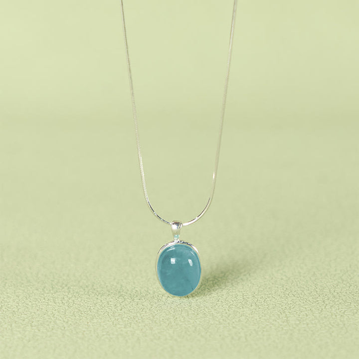 Collana con ciondolo a catena per clavicola curativa in argento sterling 925 Buddha Stones e acquamarina - image 2