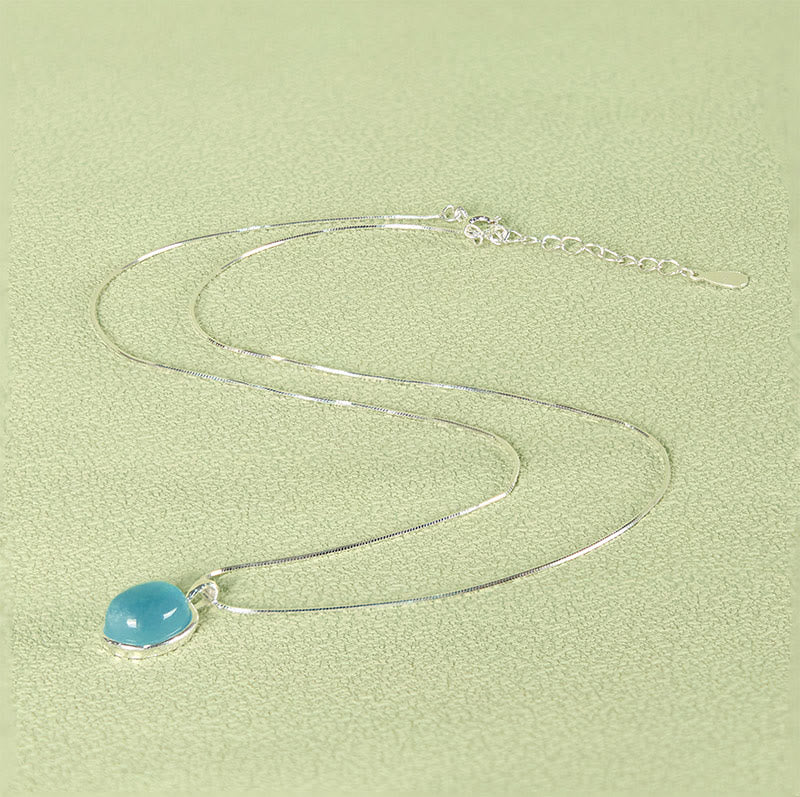 Collana con ciondolo a catena per clavicola curativa in argento sterling 925 Buddha Stones e acquamarina
