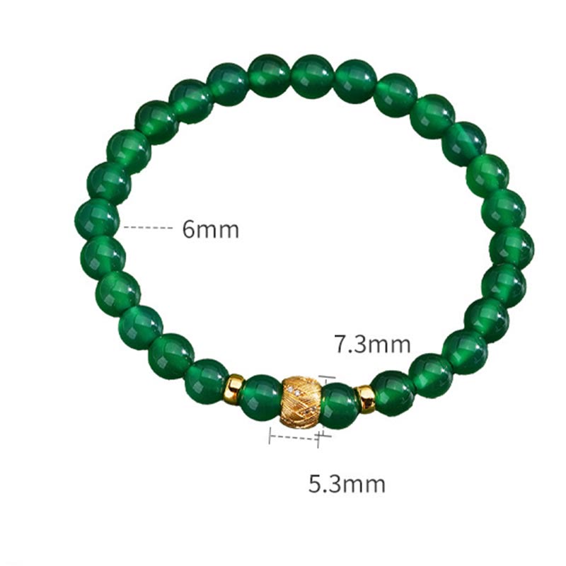 Braccialetto di supporto con perline di agata verde Buddha Stones