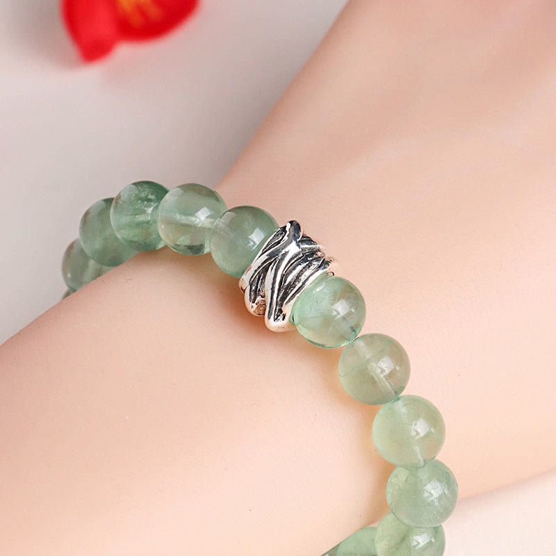 Bracciale con perle di fluorite verde, luna e stella della pace, Buddha Stones