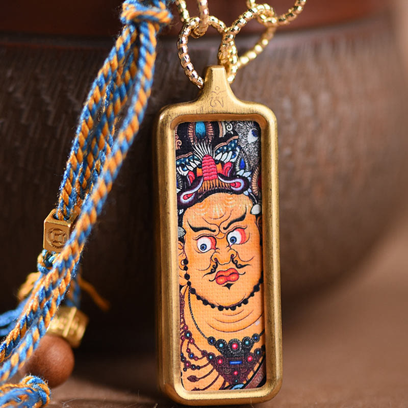 Collana con ciondolo "Thangka della ricchezza" in acciaio al titanio, simbolo del dio della ricchezza Buddha Stones in Tibet - image 1