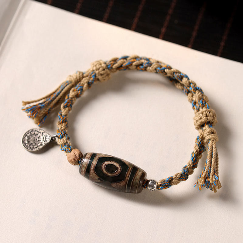 Bracciale intrecciato con Buddha Stones per la protezione della ricchezza