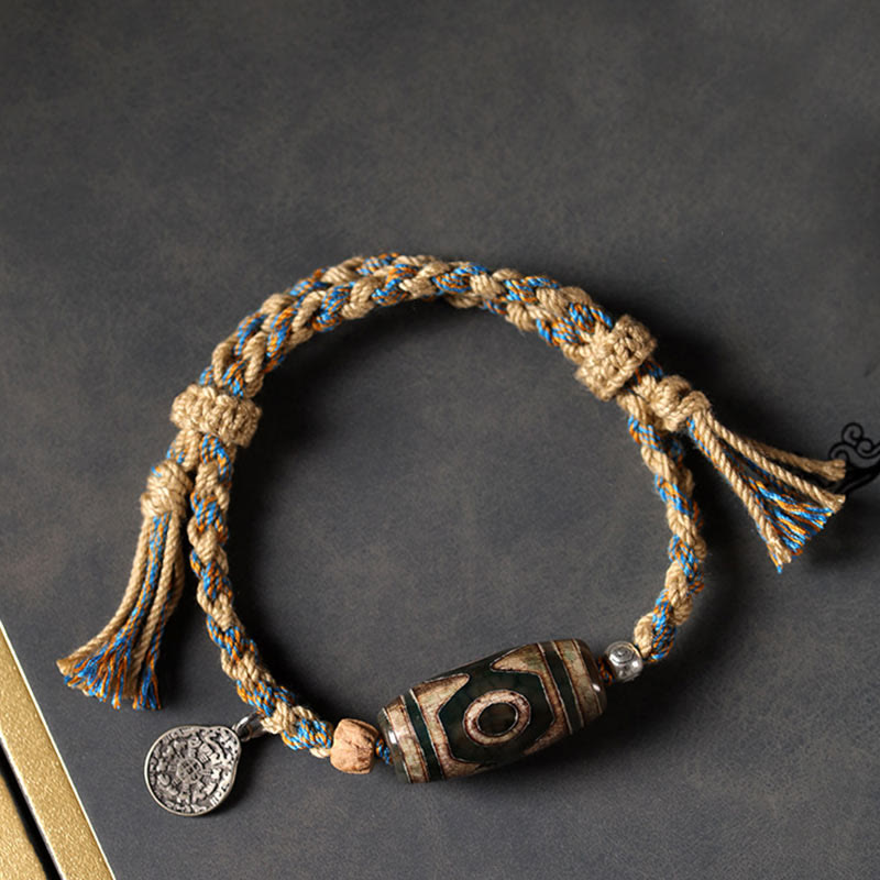 Bracciale intrecciato con Buddha Stones per la protezione della ricchezza