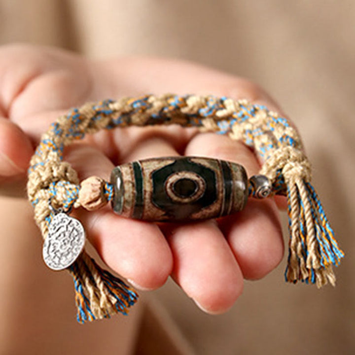 Bracciale intrecciato con Buddha Stones per la protezione della ricchezza