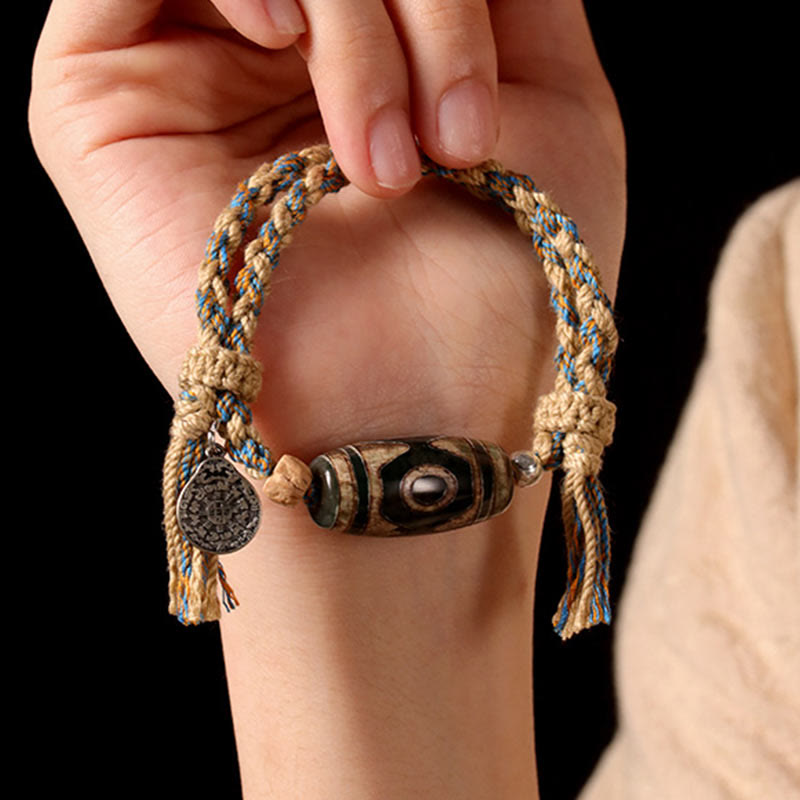 Bracciale intrecciato con Buddha Stones per la protezione della ricchezza