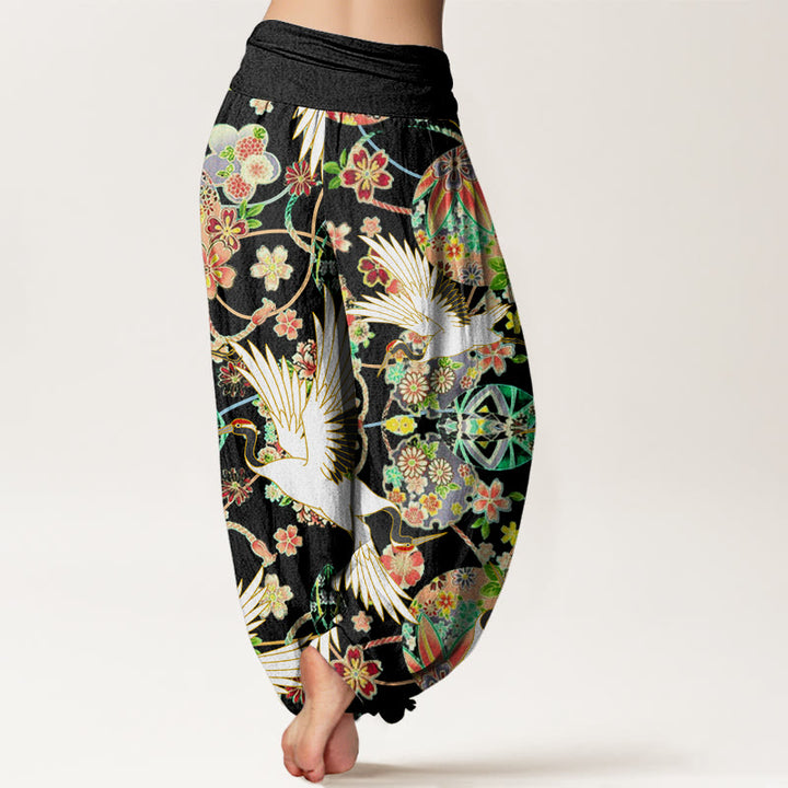 Pantaloni harem da donna con elastico in vita, motivo geometrico floreale e motivo Buddha Stones - image 9