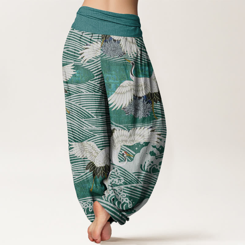 Pantaloni harem da donna con elastico in vita, modello Buddha Stones Casual Crane Ocean Waves Chrysanthemum - image 6