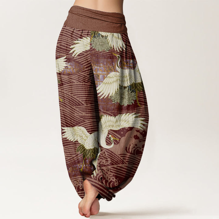 Pantaloni harem da donna con elastico in vita, modello Buddha Stones Casual Crane Ocean Waves Chrysanthemum - image 9
