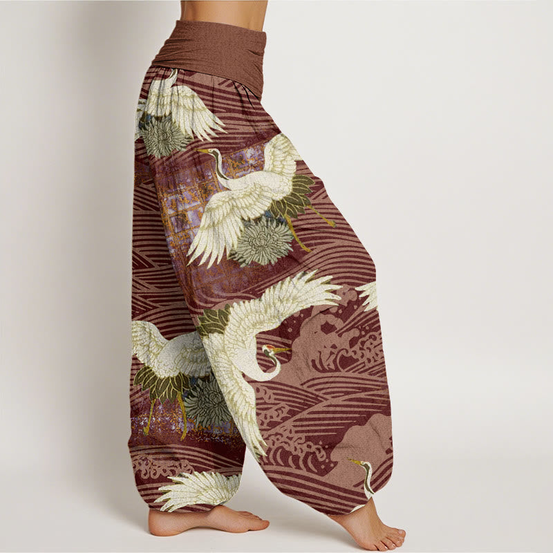 Pantaloni harem da donna con elastico in vita, modello Buddha Stones Casual Crane Ocean Waves Chrysanthemum - image 10
