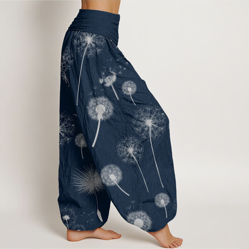 Pantaloni harem da donna con elastico in vita, in cotone, casual, con motivo a tarassaco, motivo Buddha Stones - image 6