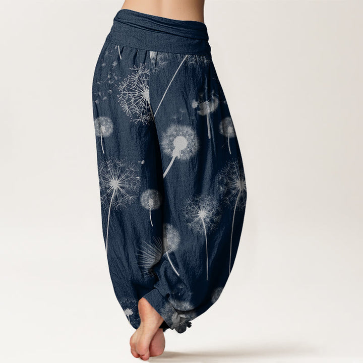 Pantaloni harem da donna con elastico in vita, in cotone, casual, con motivo a tarassaco, motivo Buddha Stones - image 5