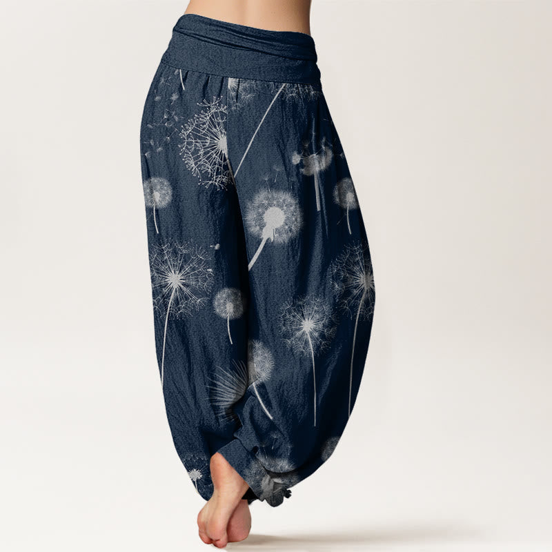 Pantaloni harem da donna con elastico in vita e motivo a tarassaco, stile casual, motivo Buddha Stones - image 6