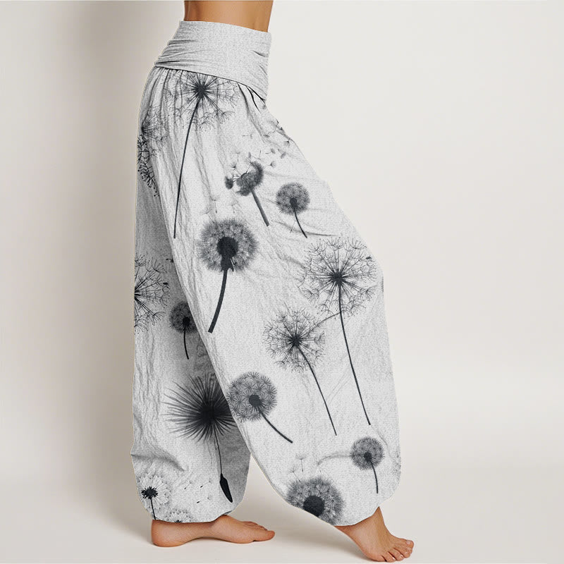 Pantaloni harem da donna con elastico in vita e motivo a tarassaco, stile casual, motivo Buddha Stones - image 10